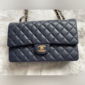 Chanel Navy Caviar Classic Medium Double Flap Bag